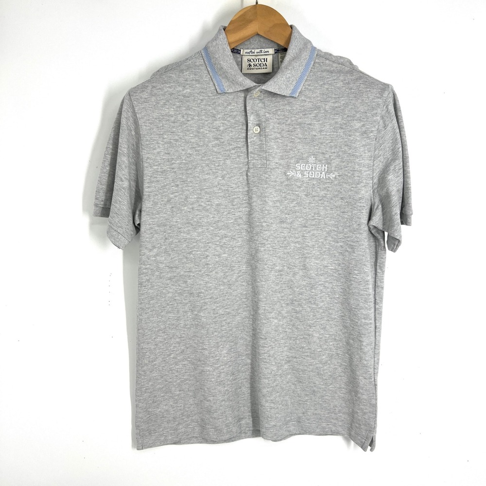 Scotch & Soda Mens Pique SS Polo Grey Hthr SFA24VMT-10598 Size Small NWT